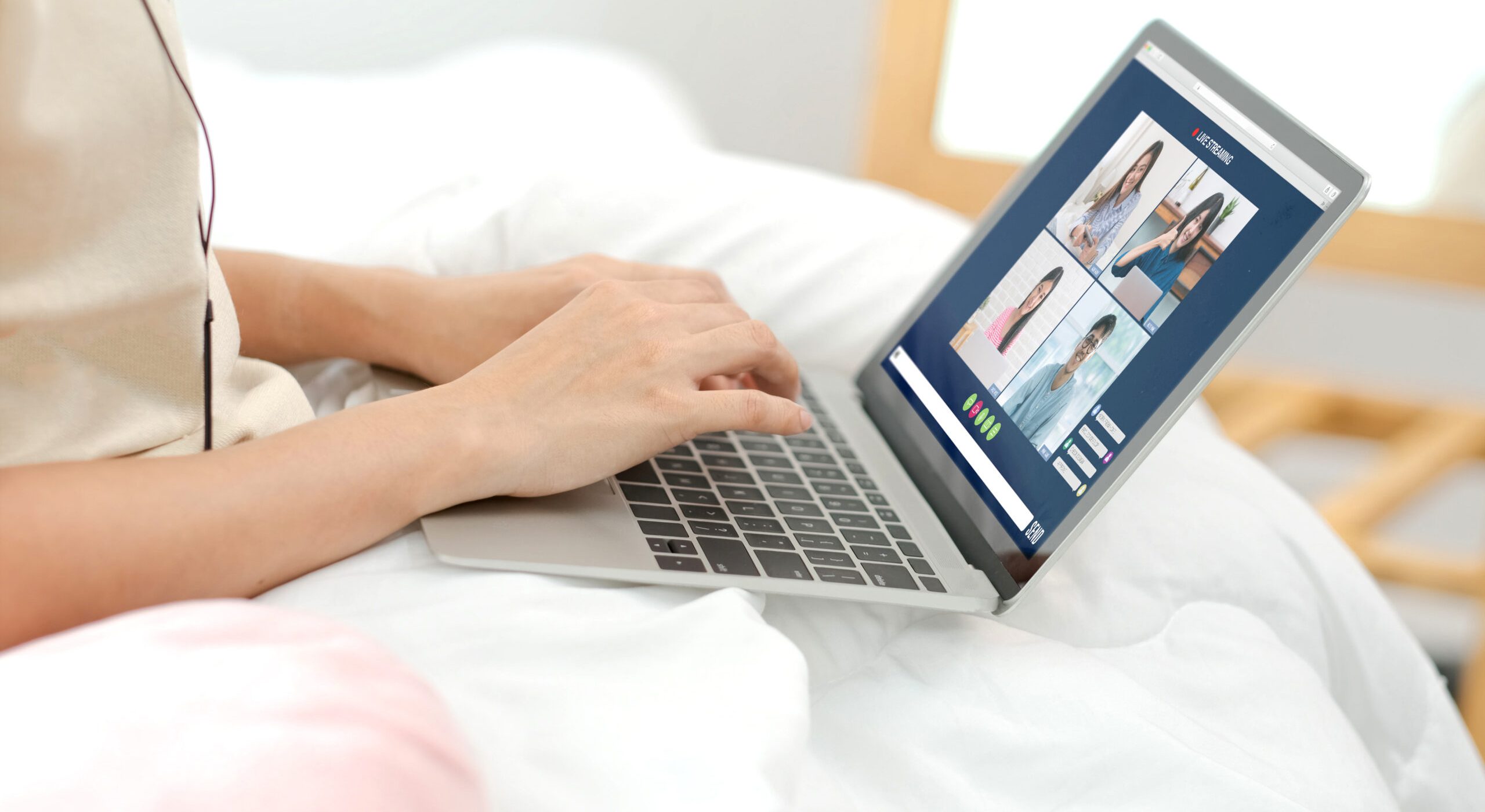 asian woman work from home with video conference collaboration